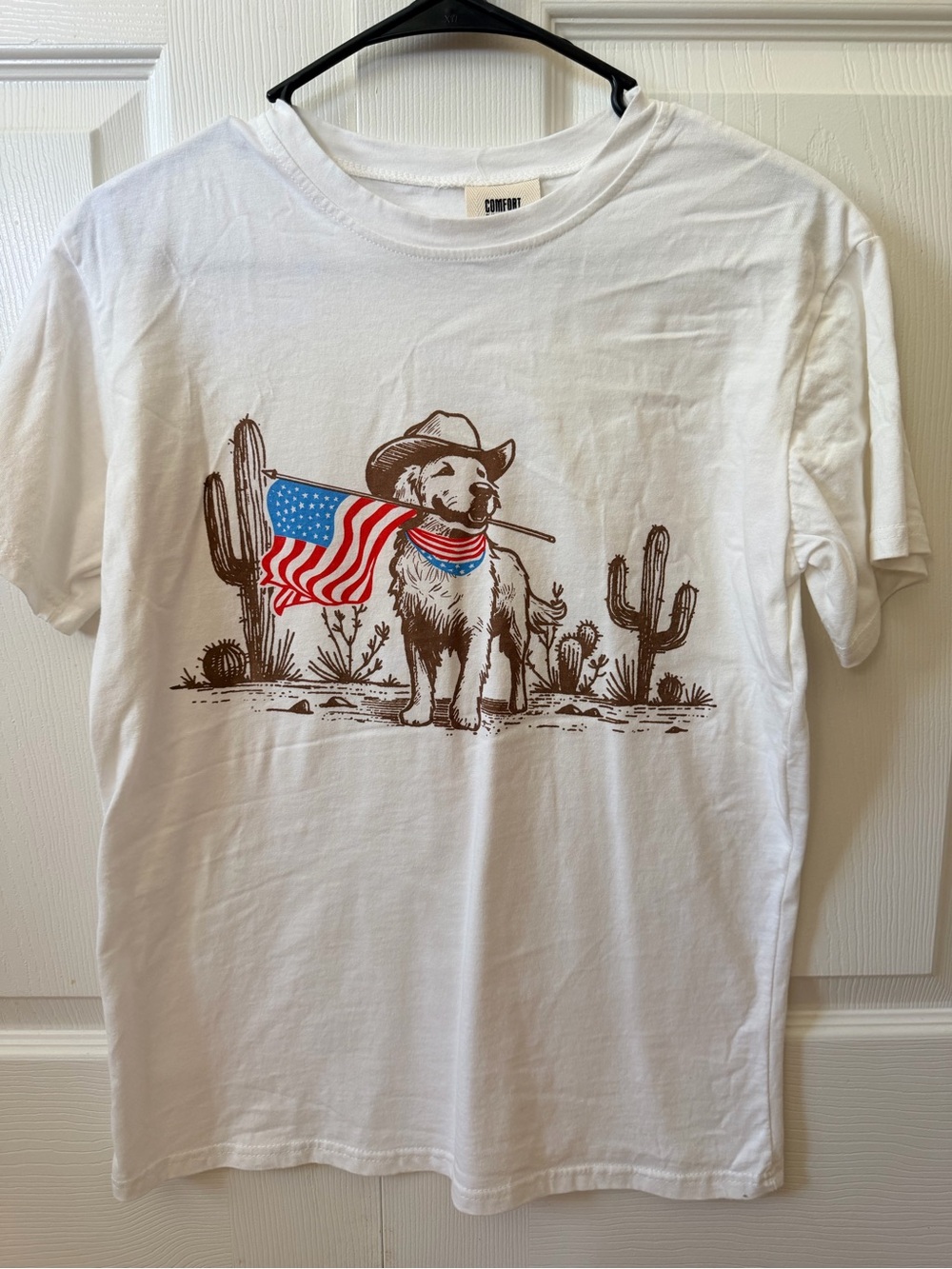 4th of July Golden Retriever - White Graphic Tee Patriotic Dog Print